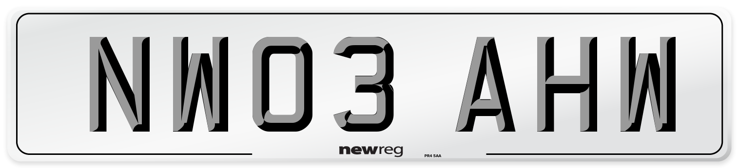 NW03 AHW Number Plate from New Reg